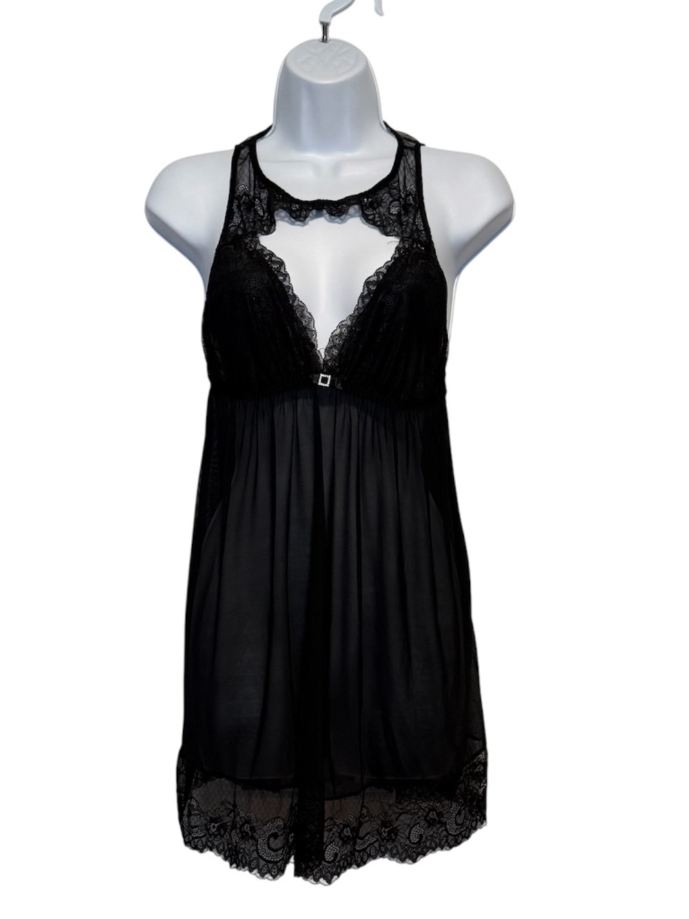 Seductivewear By Cinema Etoile Black Mesh Lace Babydoll Nightie Large